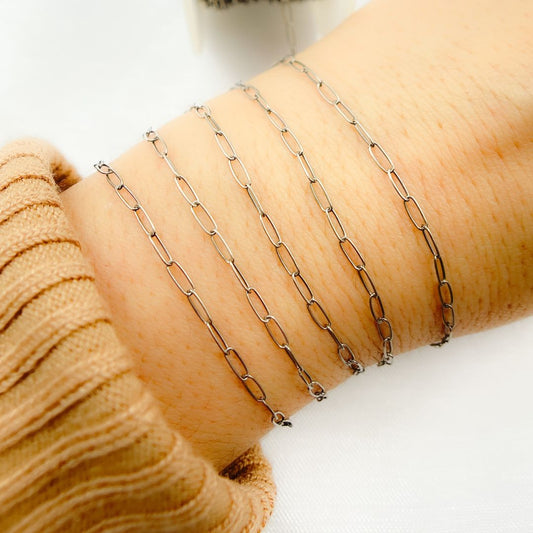 1606OX. Oxidized Sterling Silver Paperclip Chain