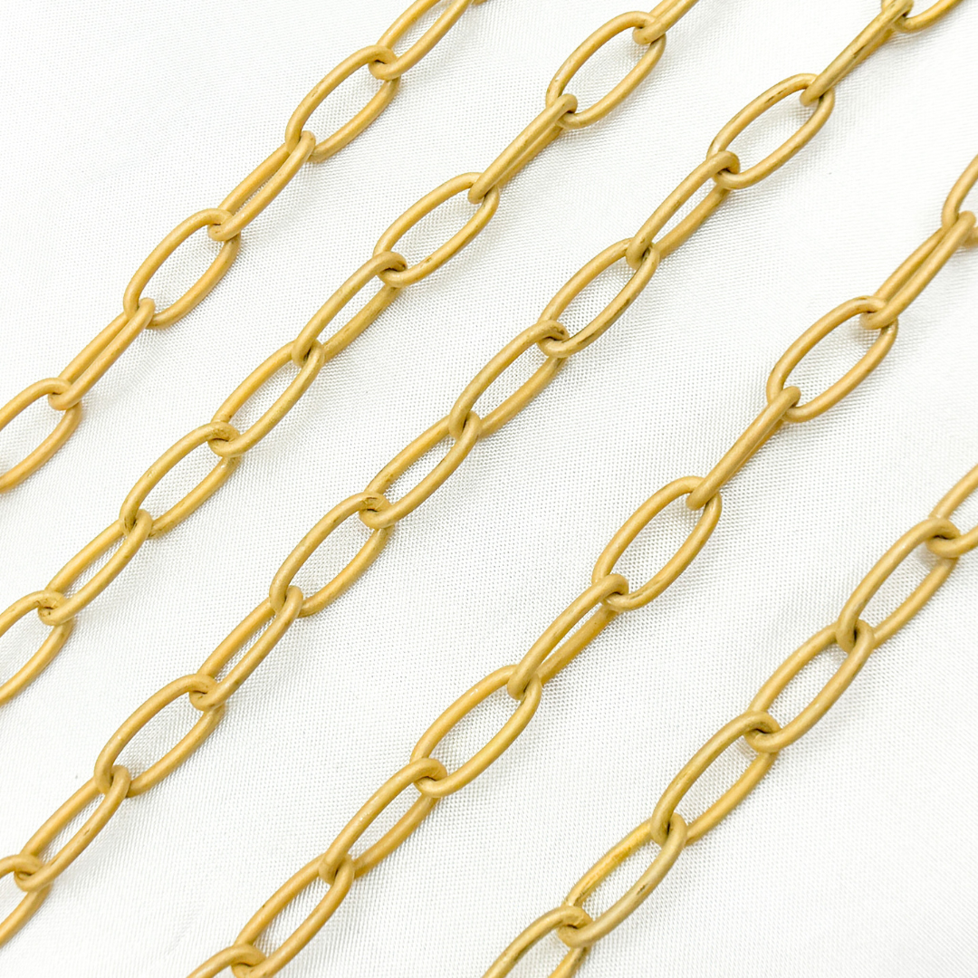 V14GPM. Gold Plated Matt 925 Sterling Silver Oval Link Chain