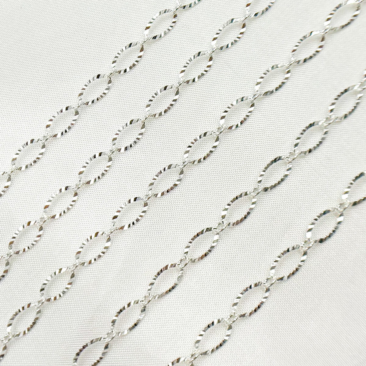 Sterling Silver Diamond Cut Oval Cable Chain