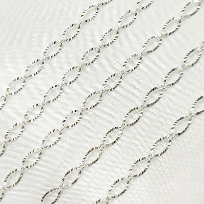 Sterling Silver Diamond Cut Oval Cable Chain