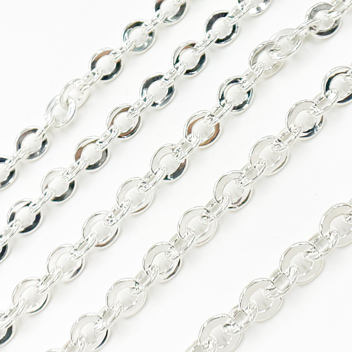 Sterling Silver Hollow Flat Oval Link Chain