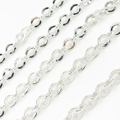 Sterling Silver Hollow Flat Oval Link Chain