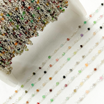 Load image into Gallery viewer, MGS24. Multi Gemstone White Sterling Silver Wire Chain
