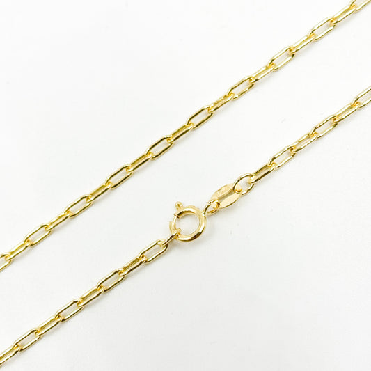 058FLCL218K. 18K Solid Yellow Gold Paperclip Link Chain