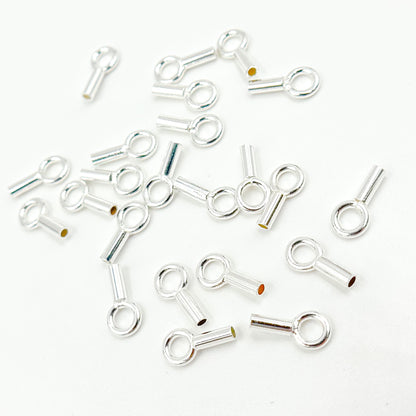 1.2MM White Sterling Silver Crimp Endcap with Ring
