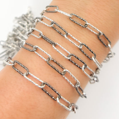 Black Rhodium Sterling Silver Diamond Cut Paperclip Chain