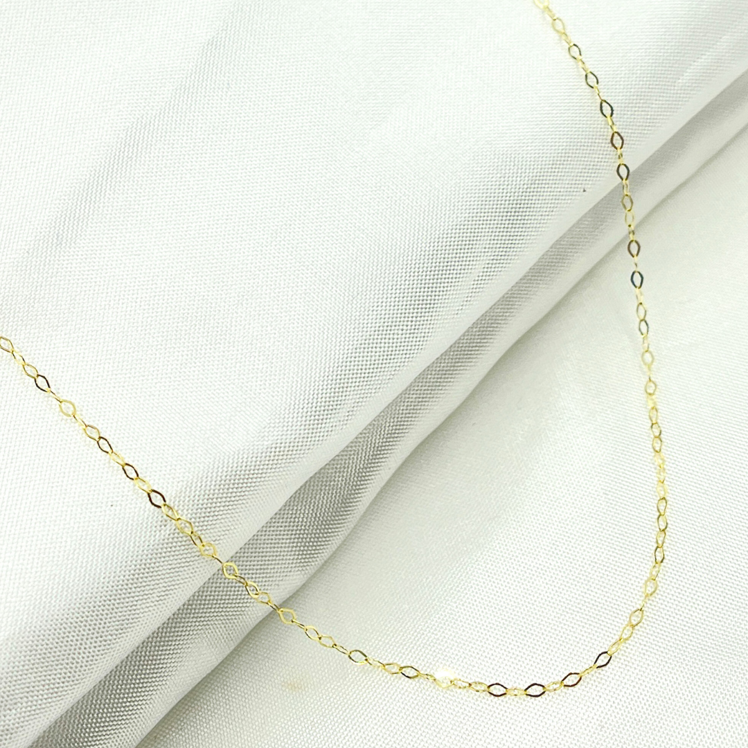 018FLBL. 14k Solid Yellow Gold Flat Cable Chain