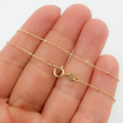 027R02S3TP0L8L. 14K Solid Yellow Gold Cube Satellite Necklace