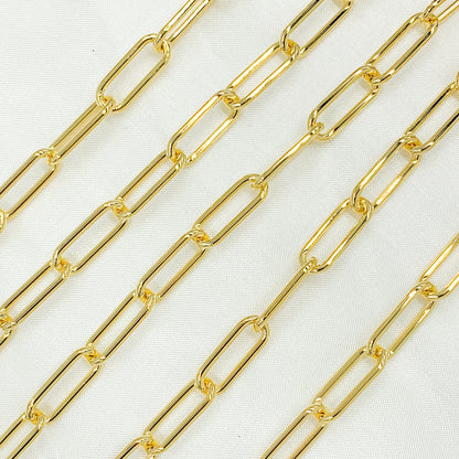 V7GP. Gold Plated 925 Sterling Silver Smooth Paperclip Chain