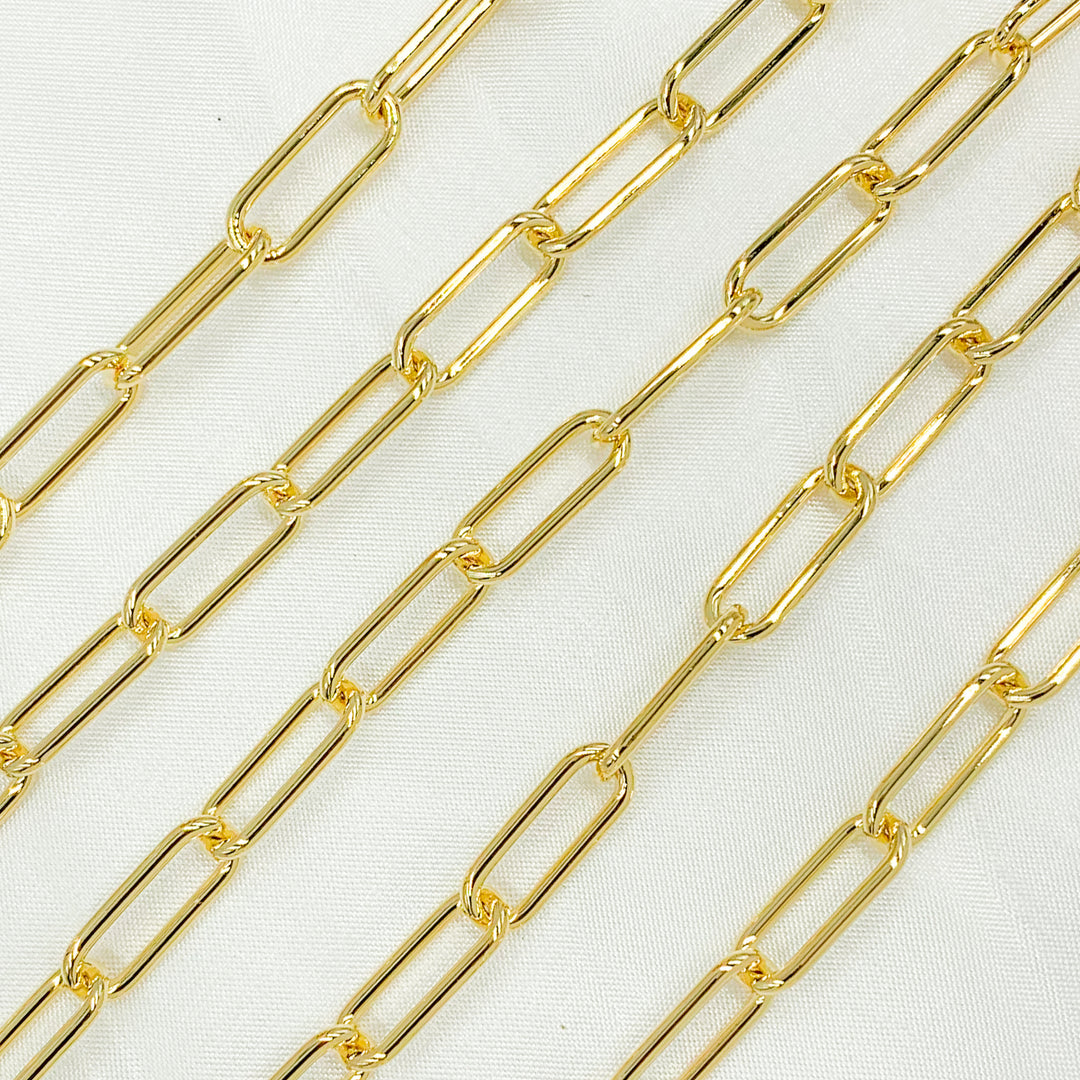 V7GP. Gold Plated 925 Sterling Silver Smooth Paperclip Chain
