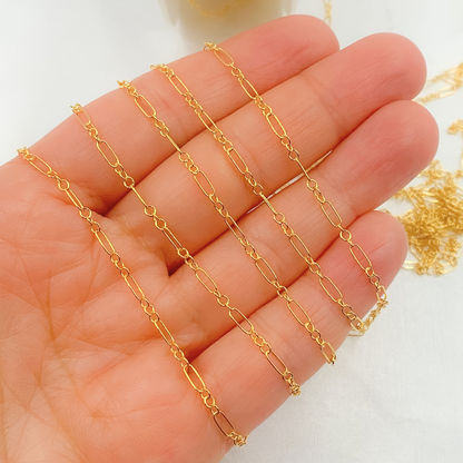14k Gold Filled  Oval & 3 Round Link Chain.