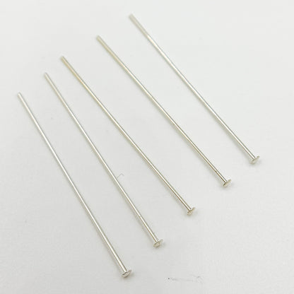 Gauge White Sterling Silver Flat 1.5 Inch Headpin