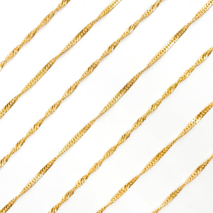 V317GF. 14K Gold Filled Twisted Singapore Unfinished Chain
