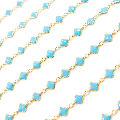 V315ENGF. 14K Gold Filled Enamel Clover Link Chains