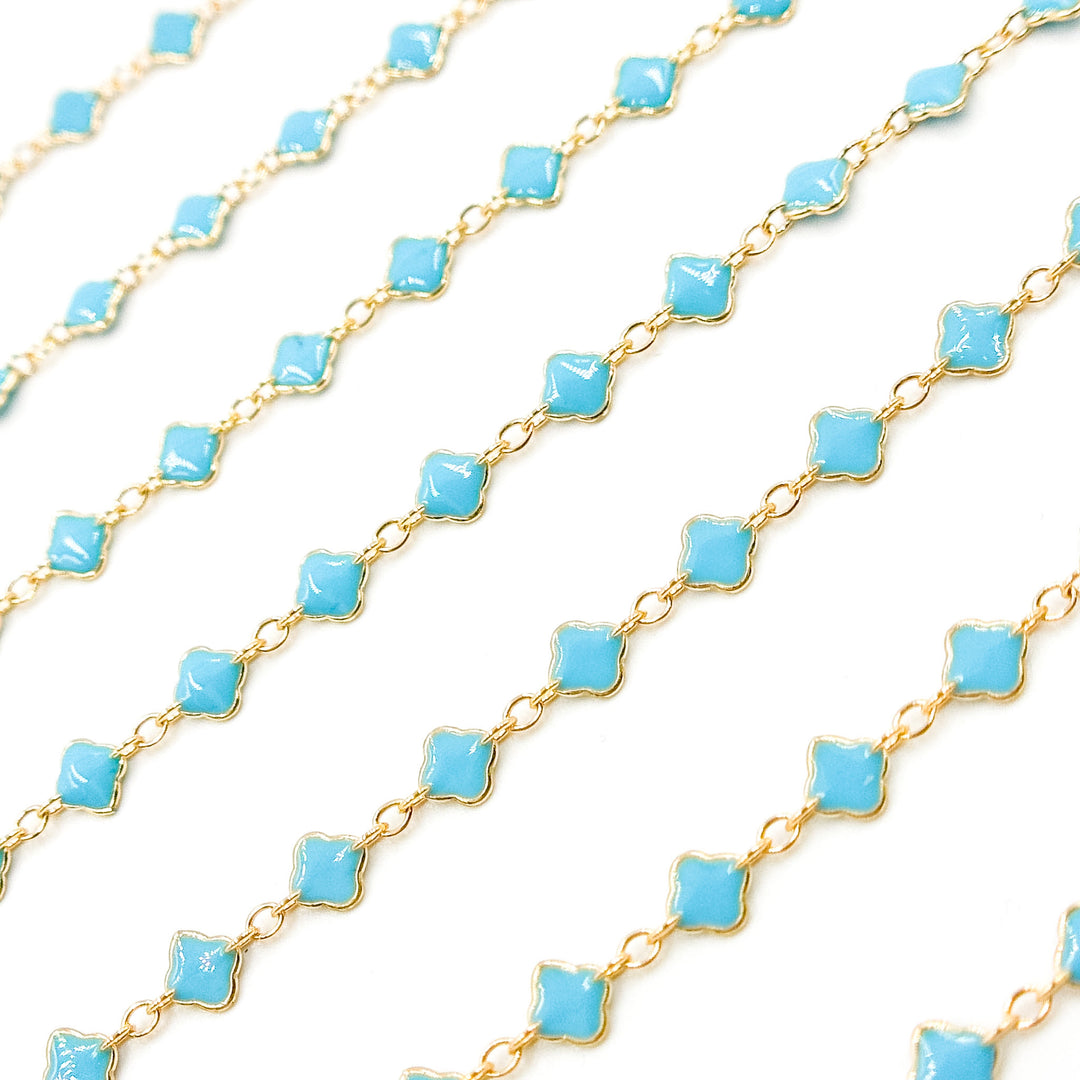 V315ENGF. 14K Gold Filled Enamel Clover Link Chains