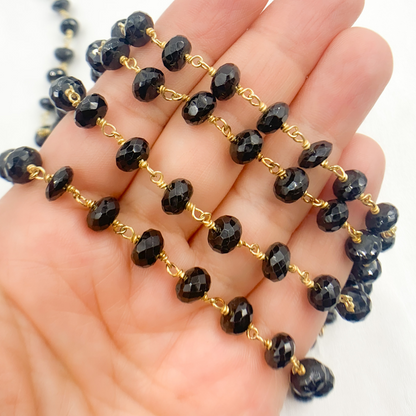 Black Spinel Gold Plated Wire Chain