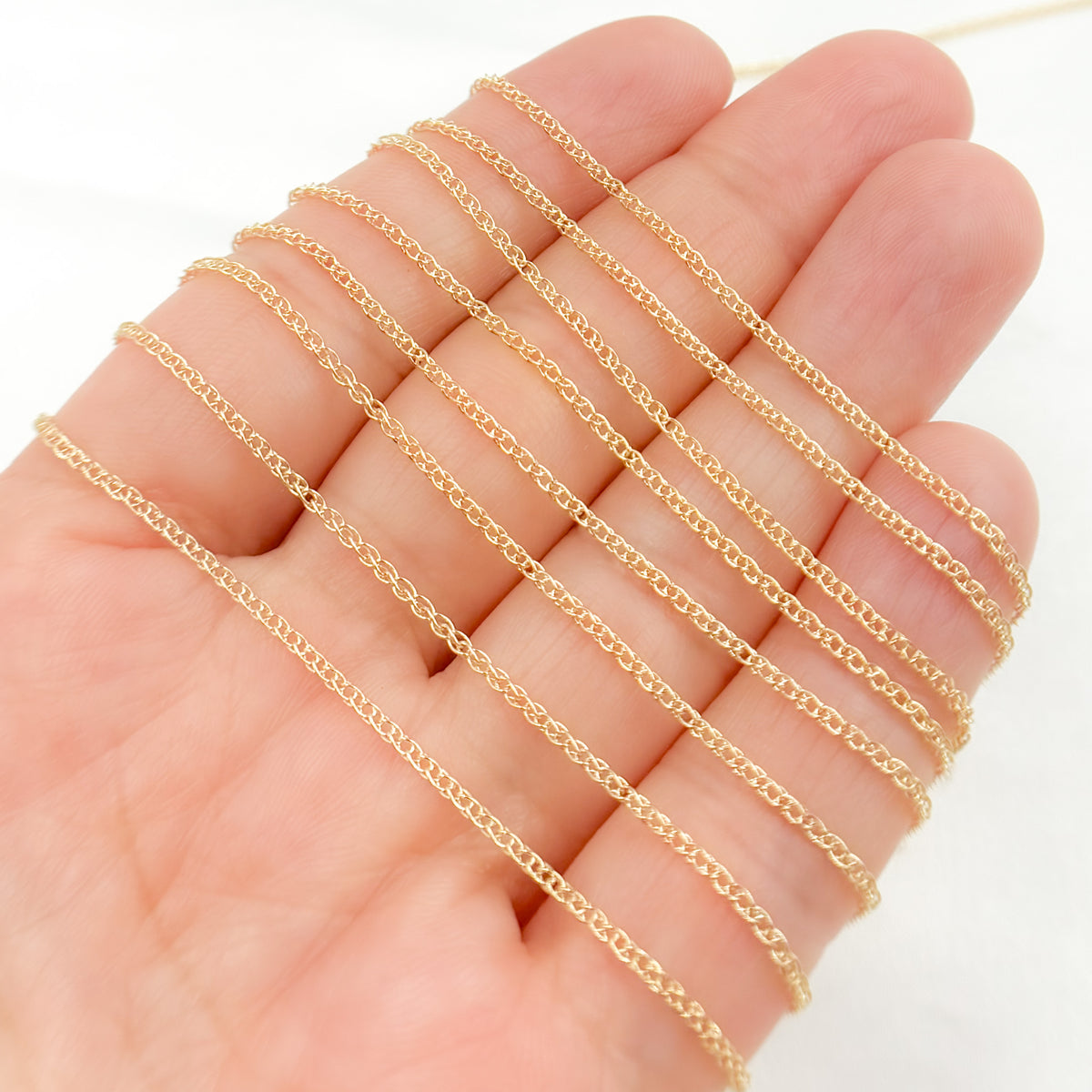 14K Solid Gold Wheat Chain