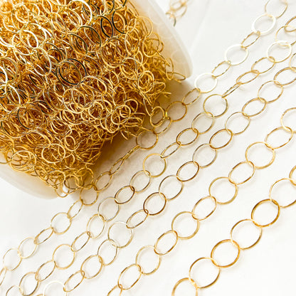14K Gold Filled Flat Round Link Chain