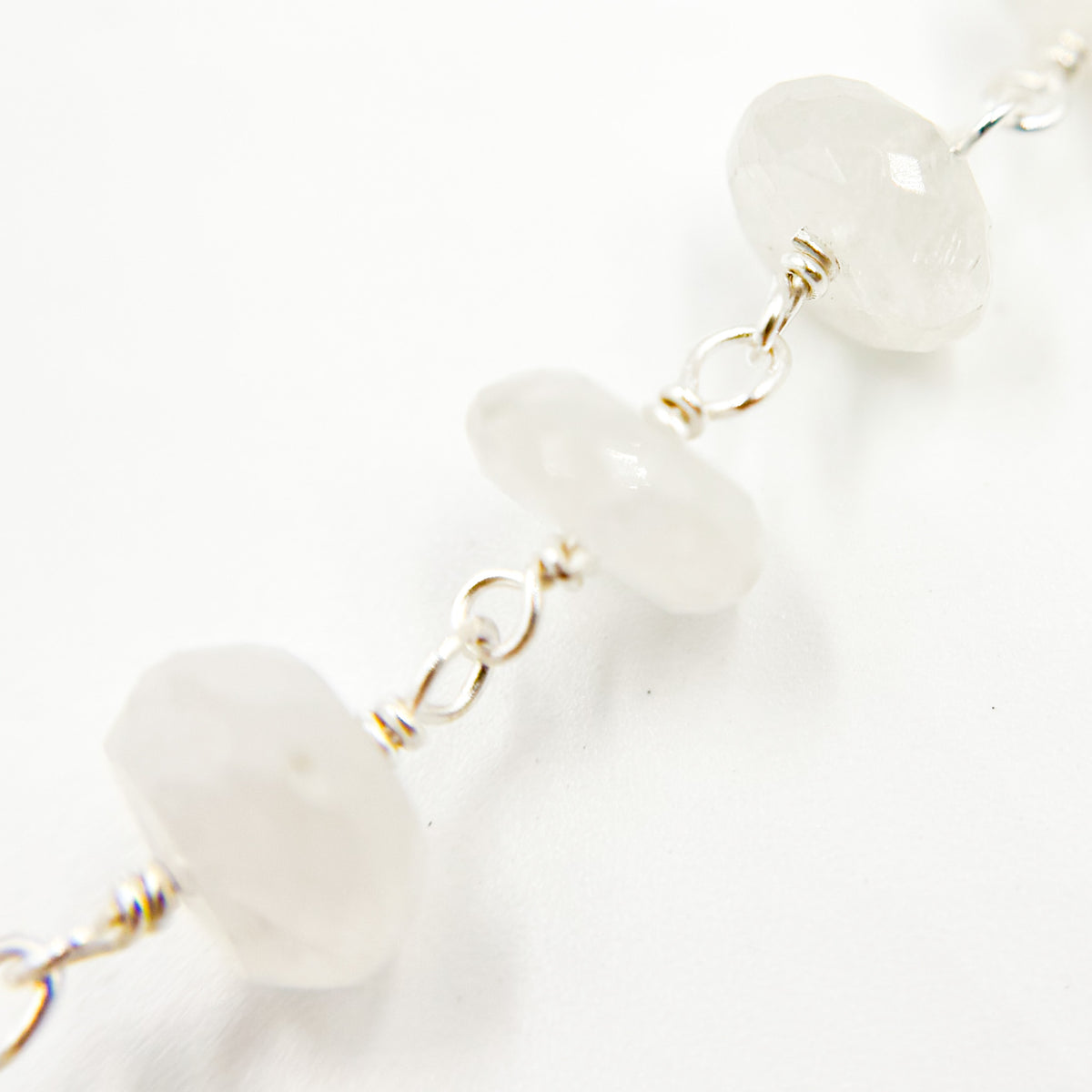 Rainbow Moonstone Sterling Silver Wire Chain