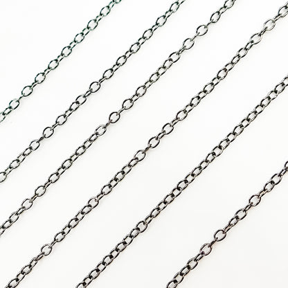 Black Rhodium Sterling Silver Smooth Cable Chain