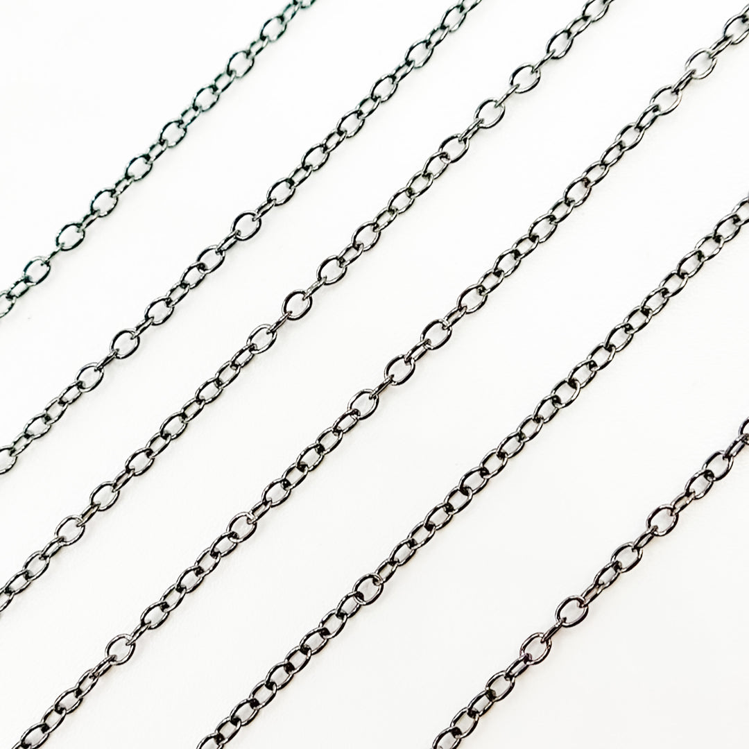 V104BR. Black Rhodium Sterling Silver Smooth Cable Chain