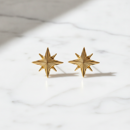 EFZ53568. 14K Solid Gold Star Stud Earrings