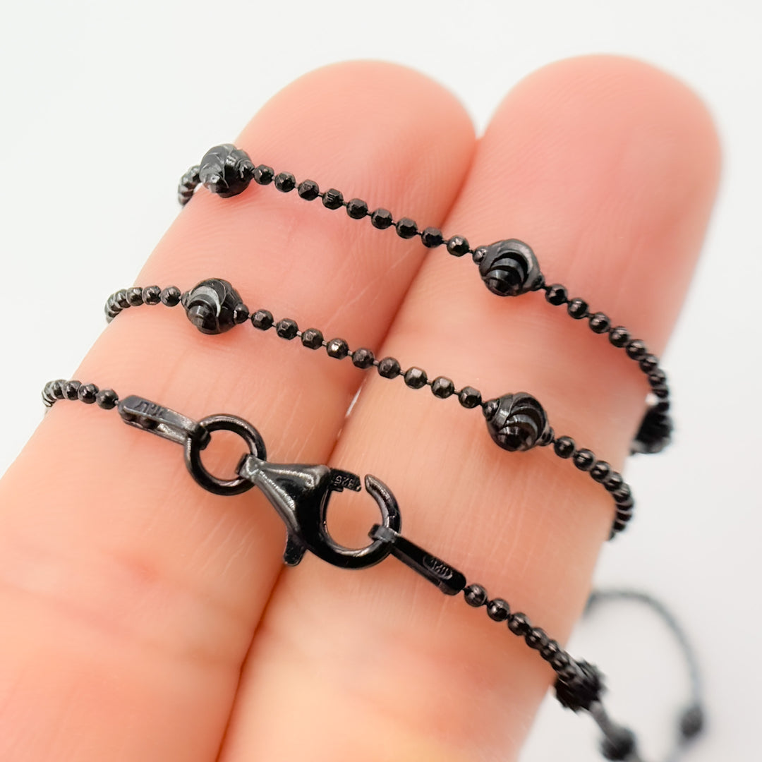 Sterling Silver Black Necklace Satellite