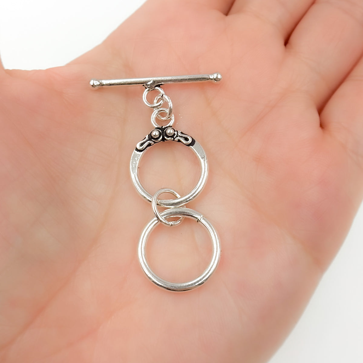 Toggle7SS. White Sterling Silver Toggle Clasp