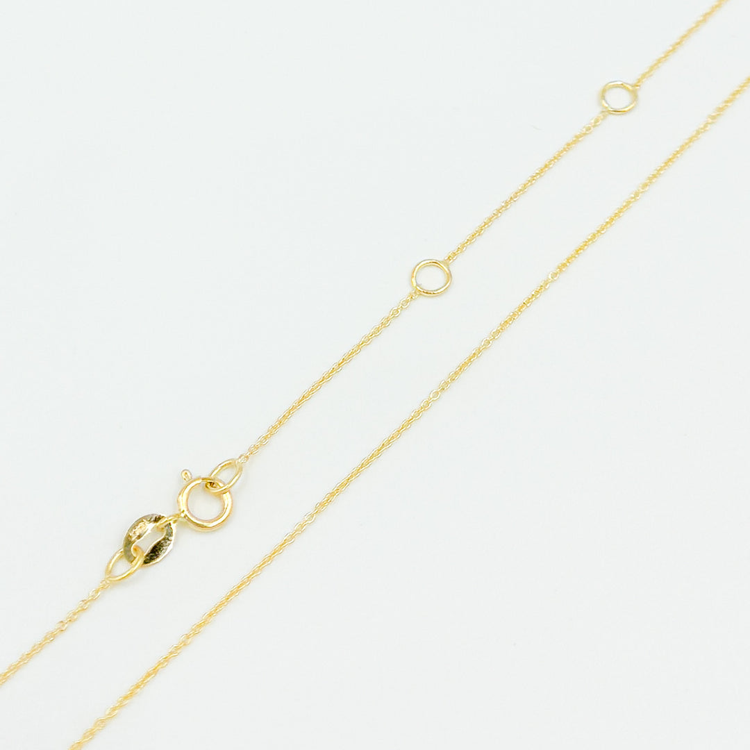 020R01LGJ080. 14K Solid Gold Cable 16 Inch Chain with Extender