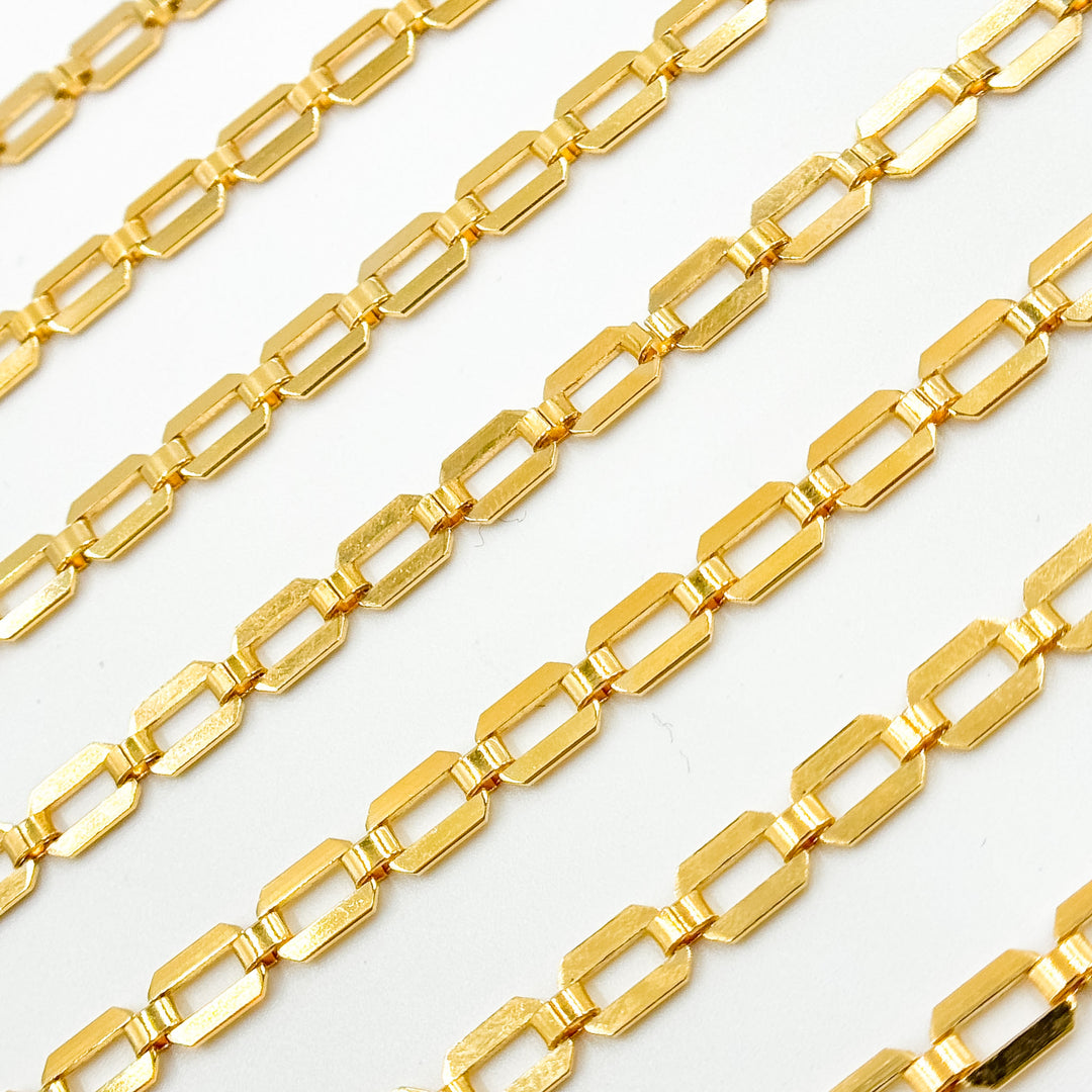 11SM64GF. 14K Gold-Filled Modern Rectangular Fancy Link Chain