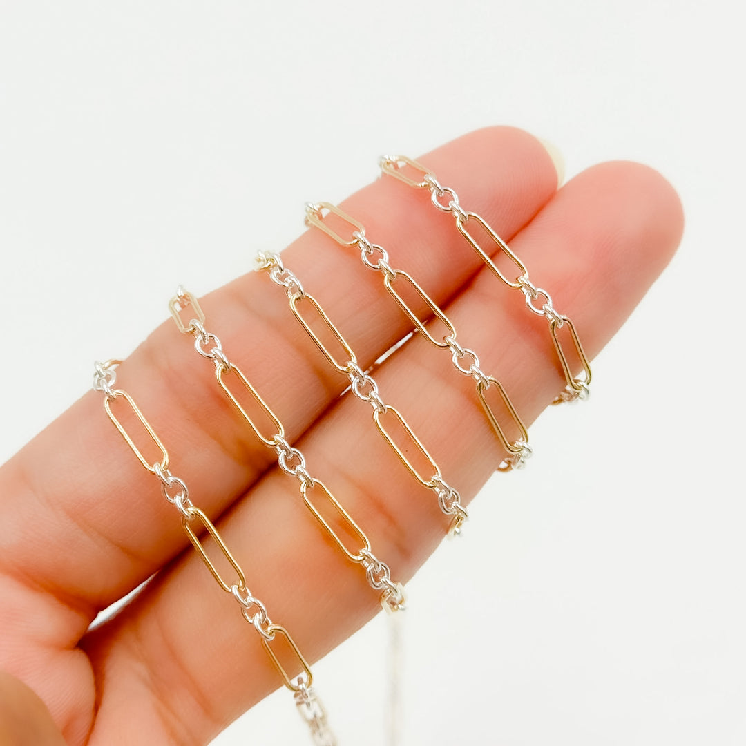XM/2331/SP. 14k Gold Filled 1 Long & 3 Sterling Silver Short Link Chain