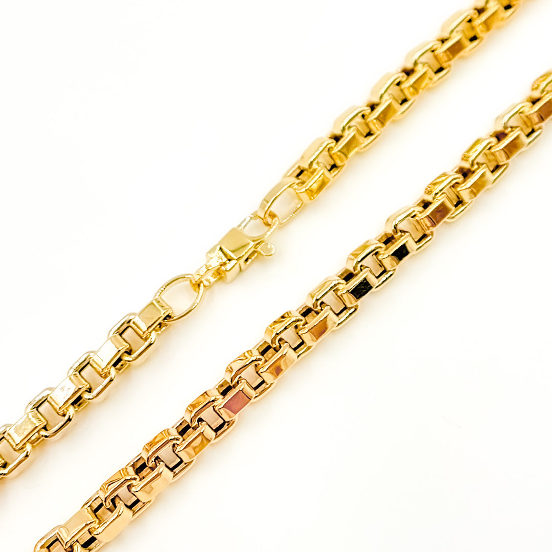 568/A311. 14K Solid Gold Hollow Box Link Necklace