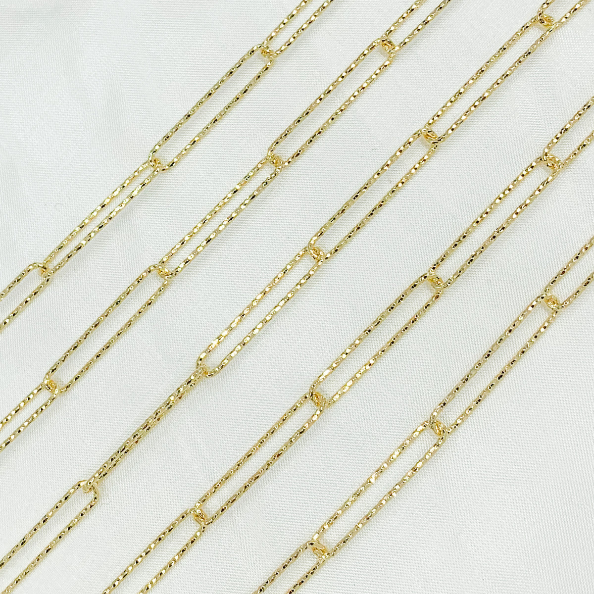 Gold Plated 925 Sterling Silver Diamond Cut Paperclip Link Chain.