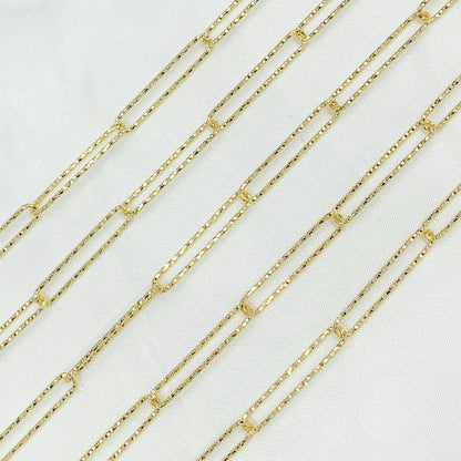 Gold Plated 925 Sterling Silver Diamond Cut Paperclip Link Chain.