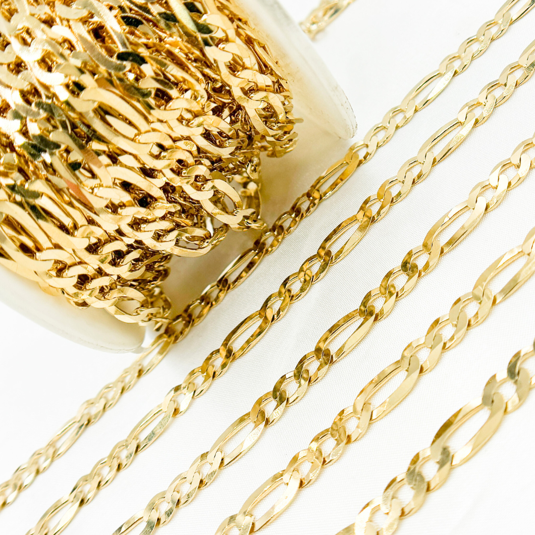 Gold Plated 925 Sterling Silver Flat Figaro Chain