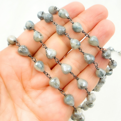 Coated Quartz Tear Drop Shape Oxidized Wire Chain