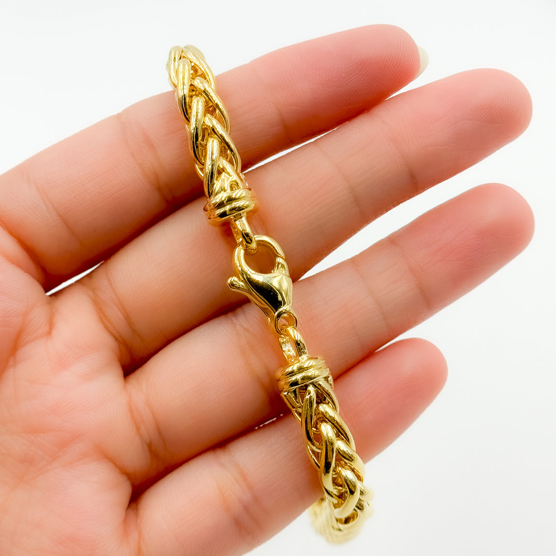 TRE002Bracelet. 14K Solid Gold Hollow Rope Bracelet