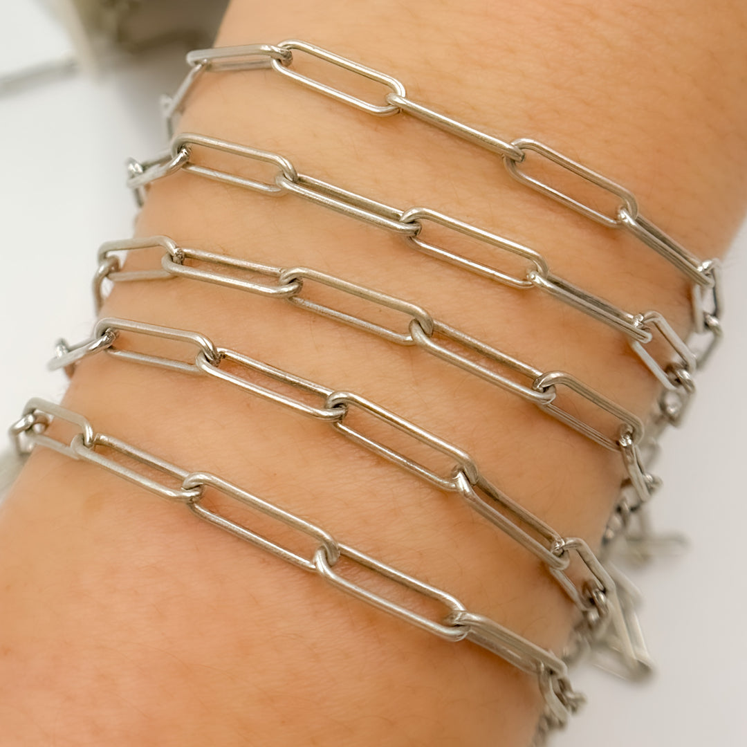 Oxidized Sterling Silver Smooth Paperclip Chain