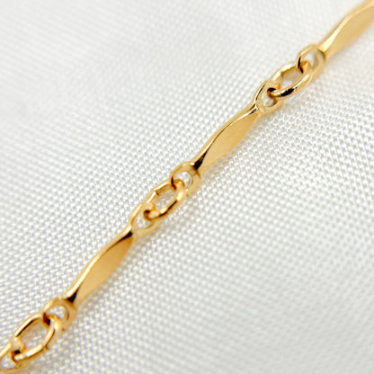 14K Gold Filled Dapped Bar Chain