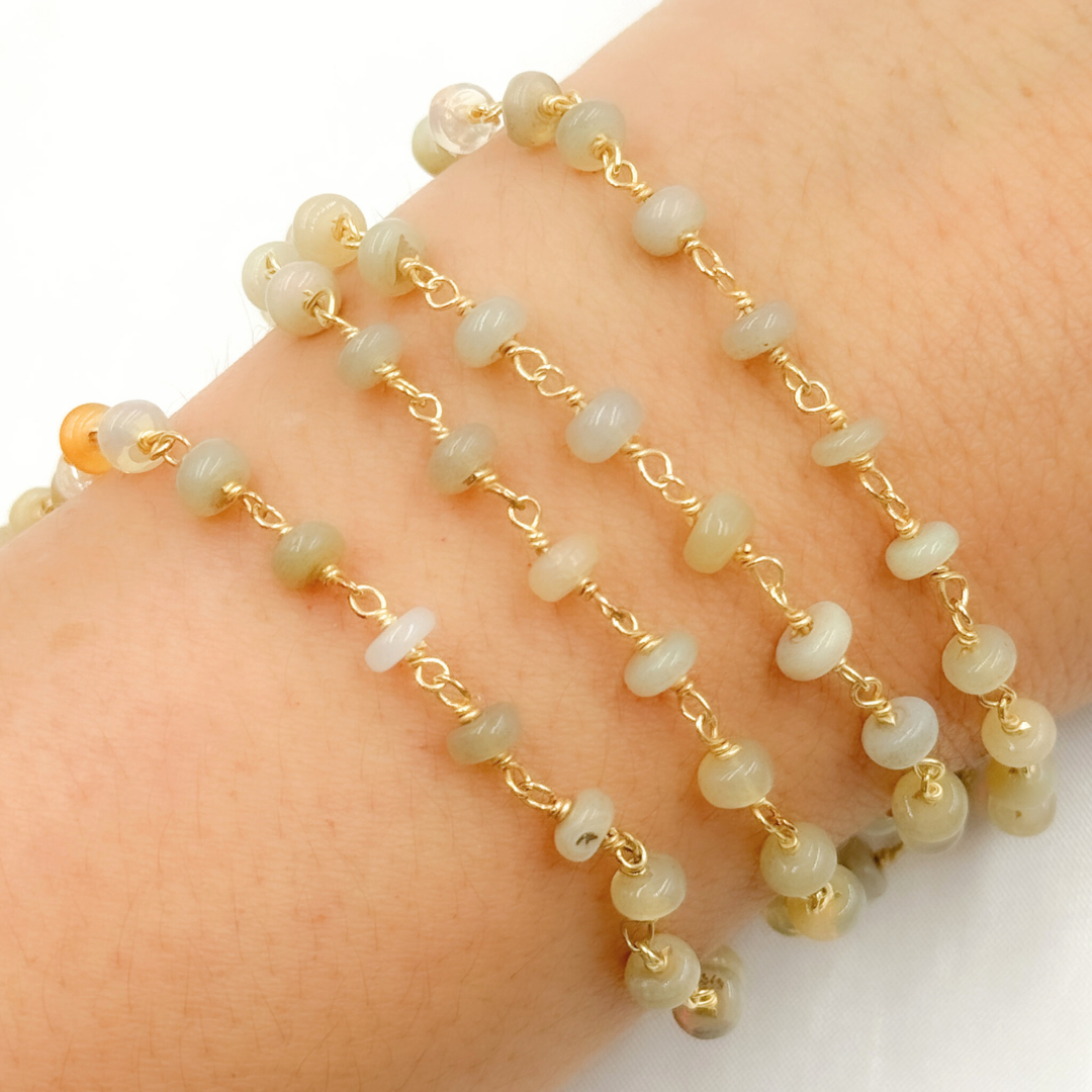 Ethiopian Opal Gold Plated 925 Sterling Silver Wire Chain