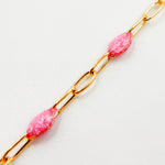 Load image into Gallery viewer, Gold Filled Pink Color Opal Enamel Cable Chain
