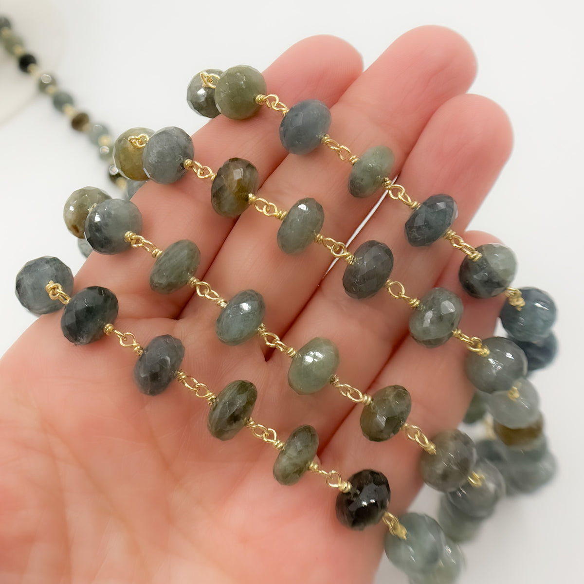 Moss Aquamarine Gold Plated Wire Chain