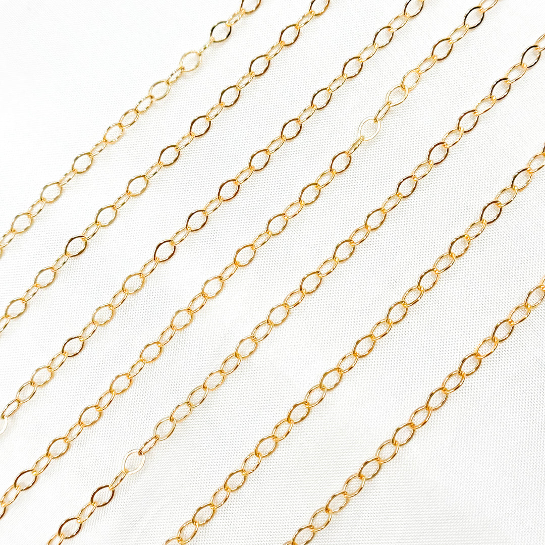 14K Gold Filled Oval Flat Link Chain. 1808FGF