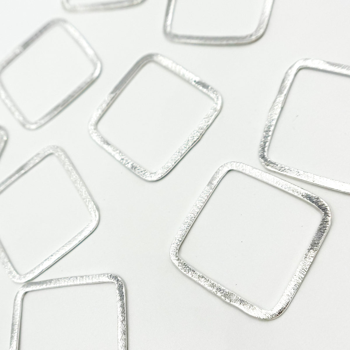 25MM White Sterling Silver Brushed Square Connector