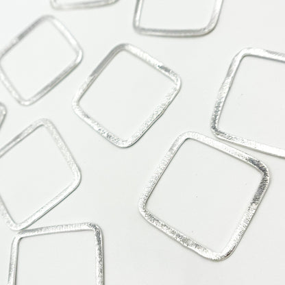 25MM White Sterling Silver Brushed Square Connector