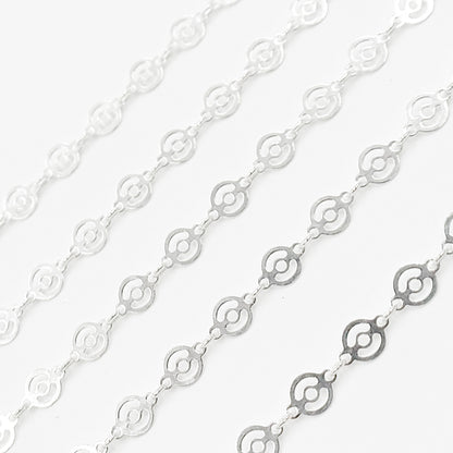 Sterling Silver Patterned Round Disc Link Chain