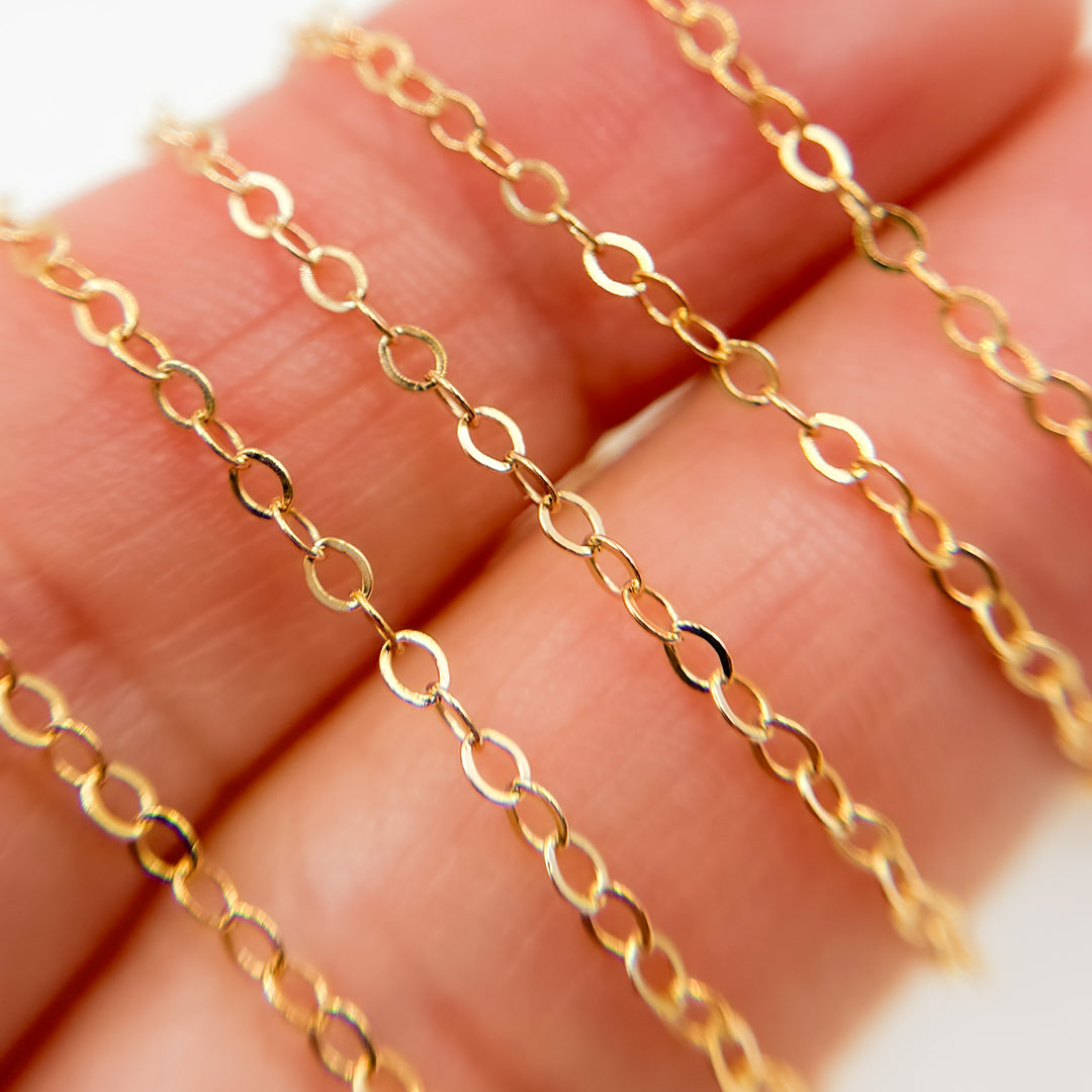 Gold-Filled Flat Oval Link Chain. 1218FGF