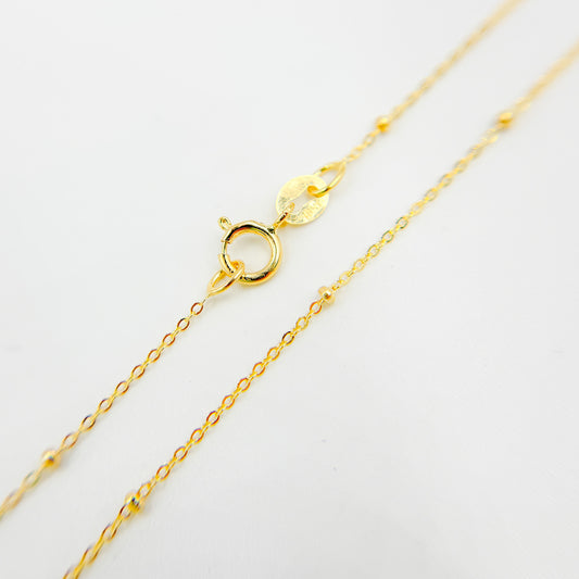 020R03BLS518K. 18K Solid Yellow Gold Satellite Bead Chain