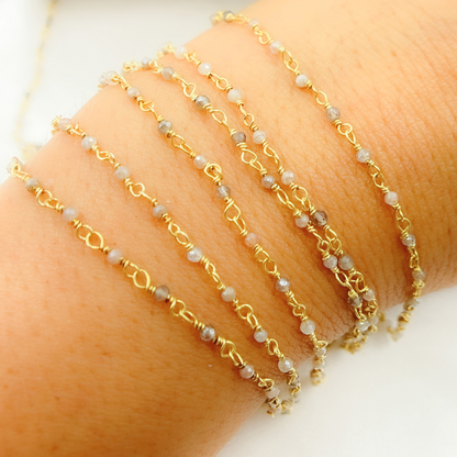 Coated Red Quartz Gold Plated Wire Chain