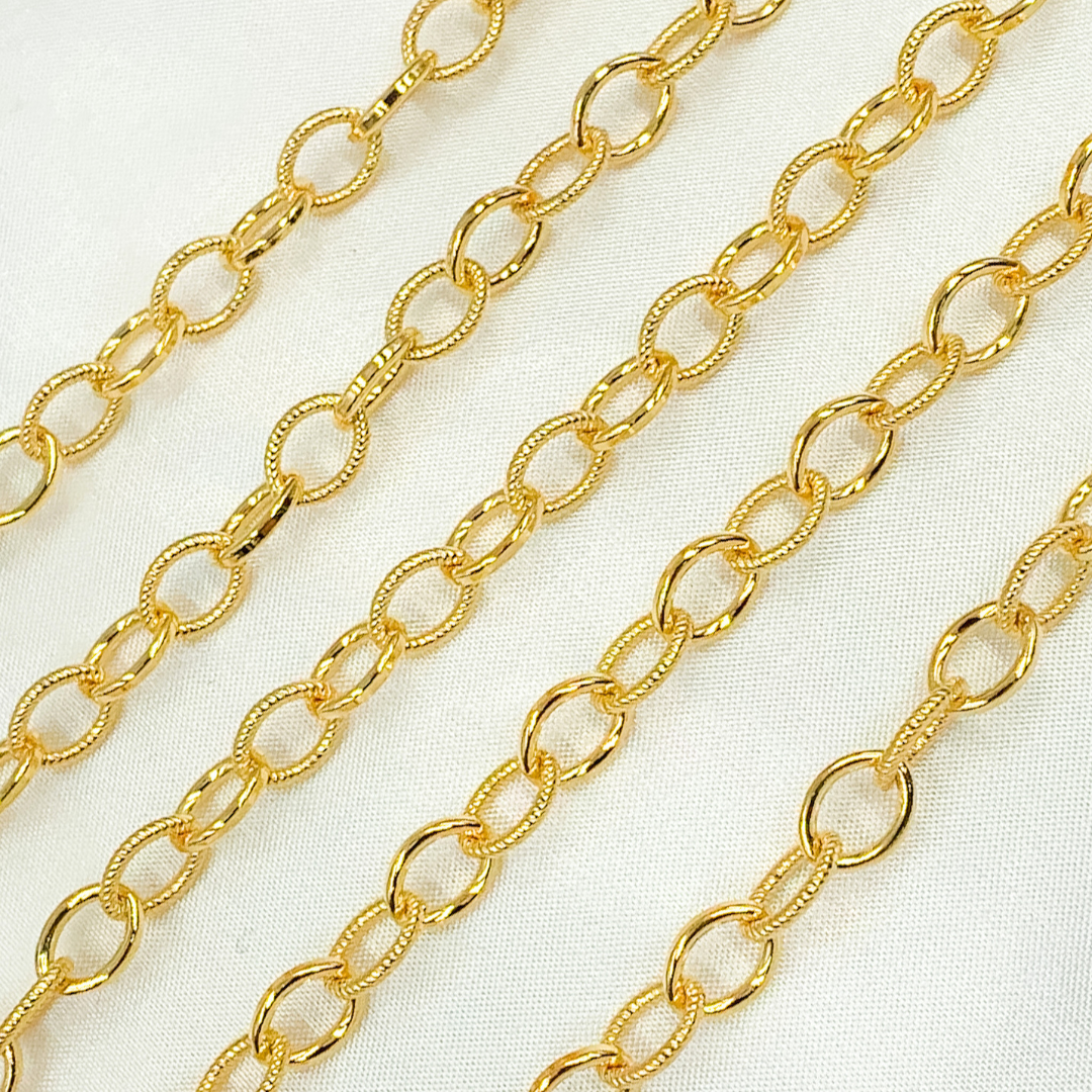 589GF. 14k Gold Filled Cable Smooth and Hammered Links Chain
